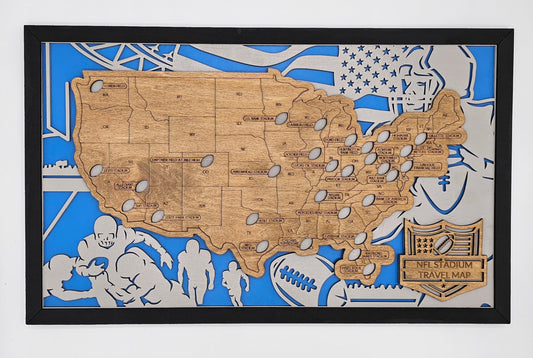 NFL Stadium Travel Map 11"X18"