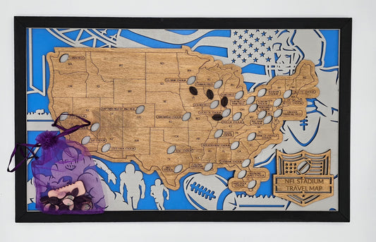 NFL Stadium Travel Map 11"X18"