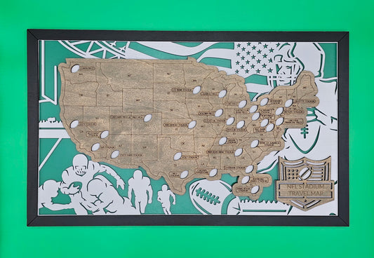 NFL Stadium Travel Map 11"X18"