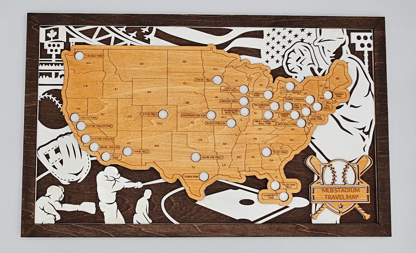 MLB Stadium Travel Map 11"X18"