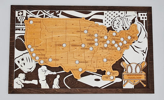 MLB Stadium Travel Map 11"X18"