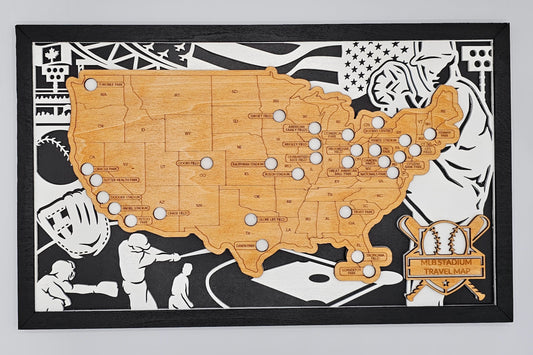 MLB Stadium Travel Map 11"X18"